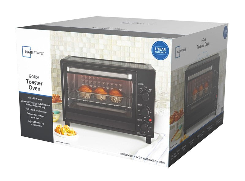 Extra Large 34QT Toaster Oven   6 Slice Family Size, 1500W, Black NEW7