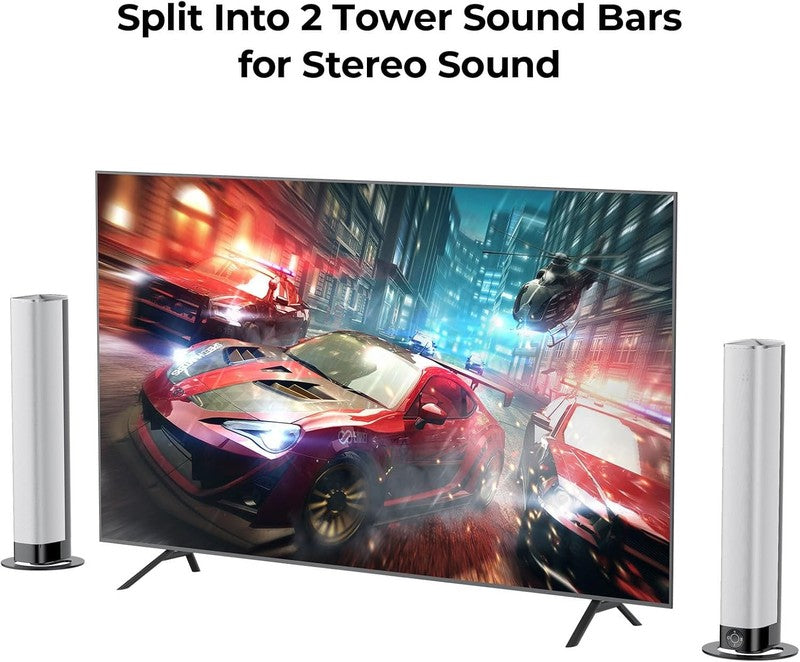2 in 1 Bluetooth Sound Bar for TV 80W ARC OPT AUX 3 EQ Modes Detachable Speaker1