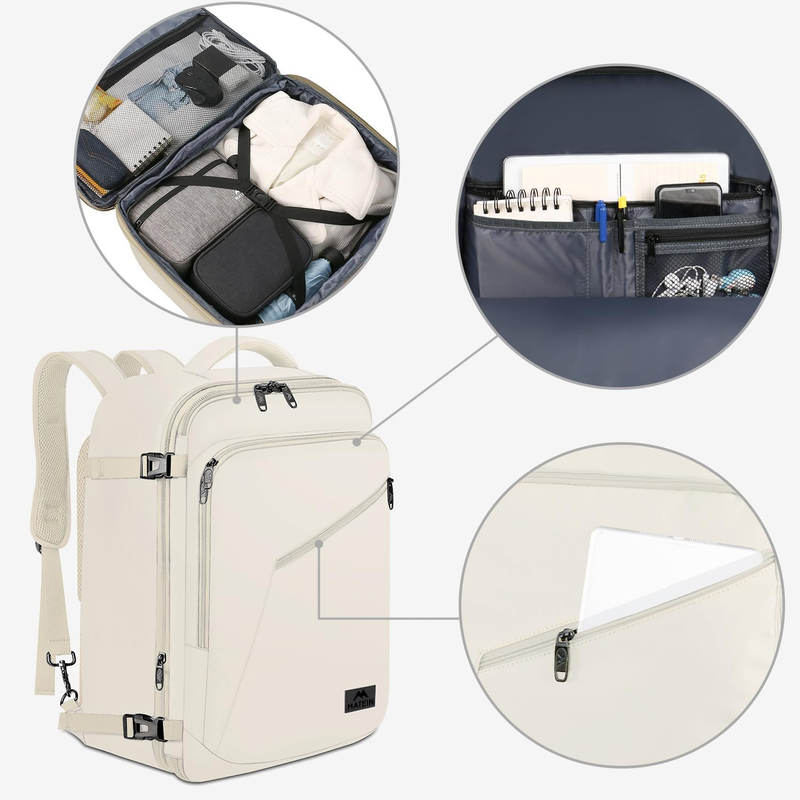 Women Travel Backpack Large Carry On Waterproof Anti Theft Bag Beige7