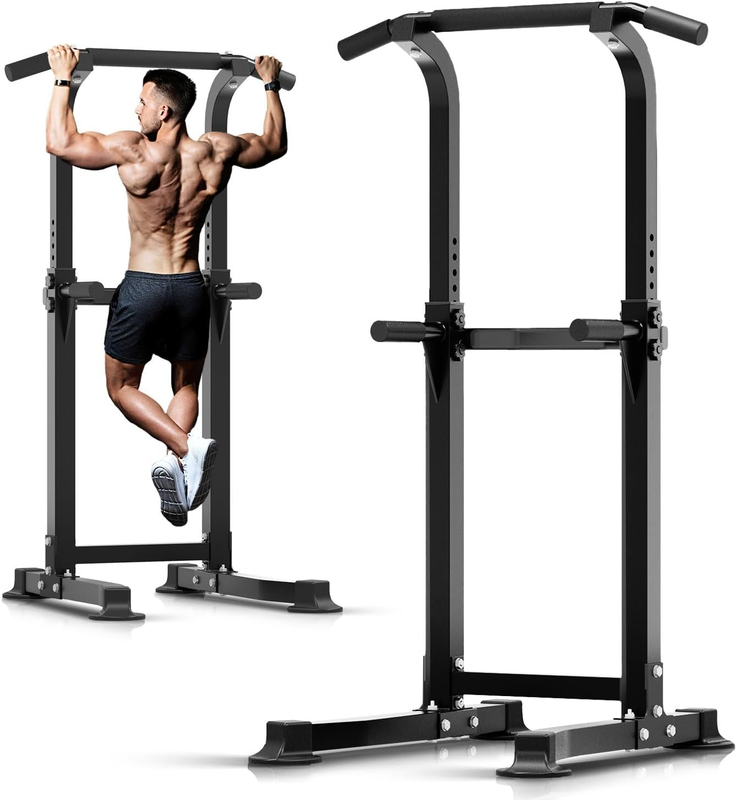Power Tower Pull Up Dip Station, Adjustable Free Standing Chin Up Bar 300LBS0