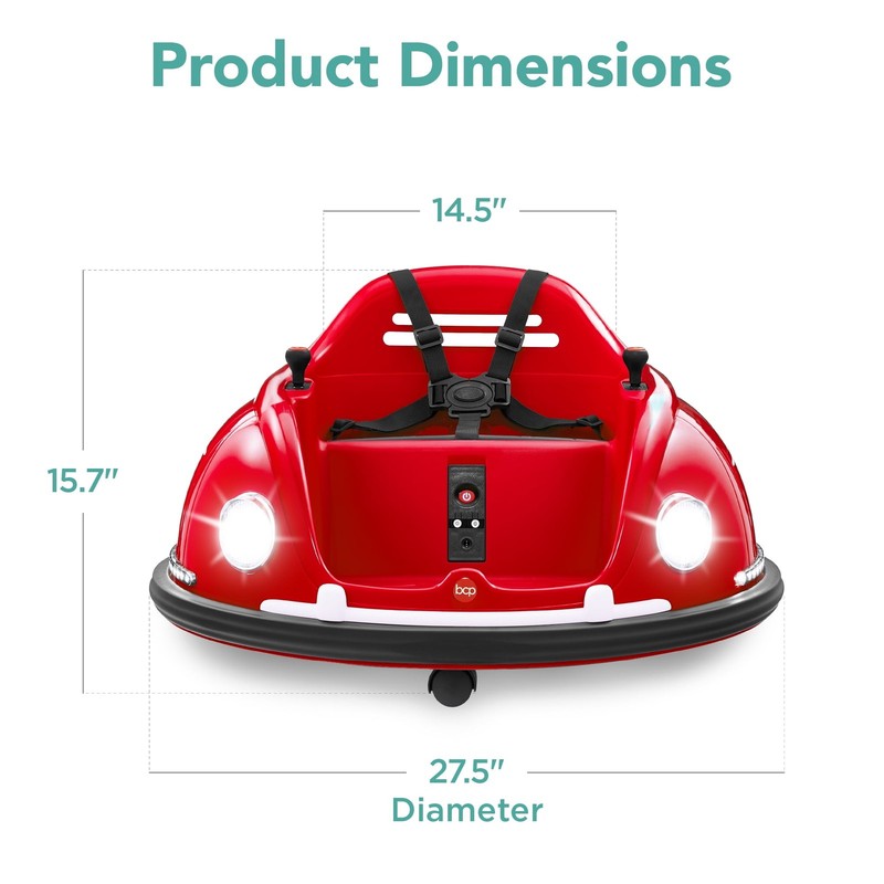 Red 6V Kids Ride On Bumper Car Remote 360 Spin Harness Lights7