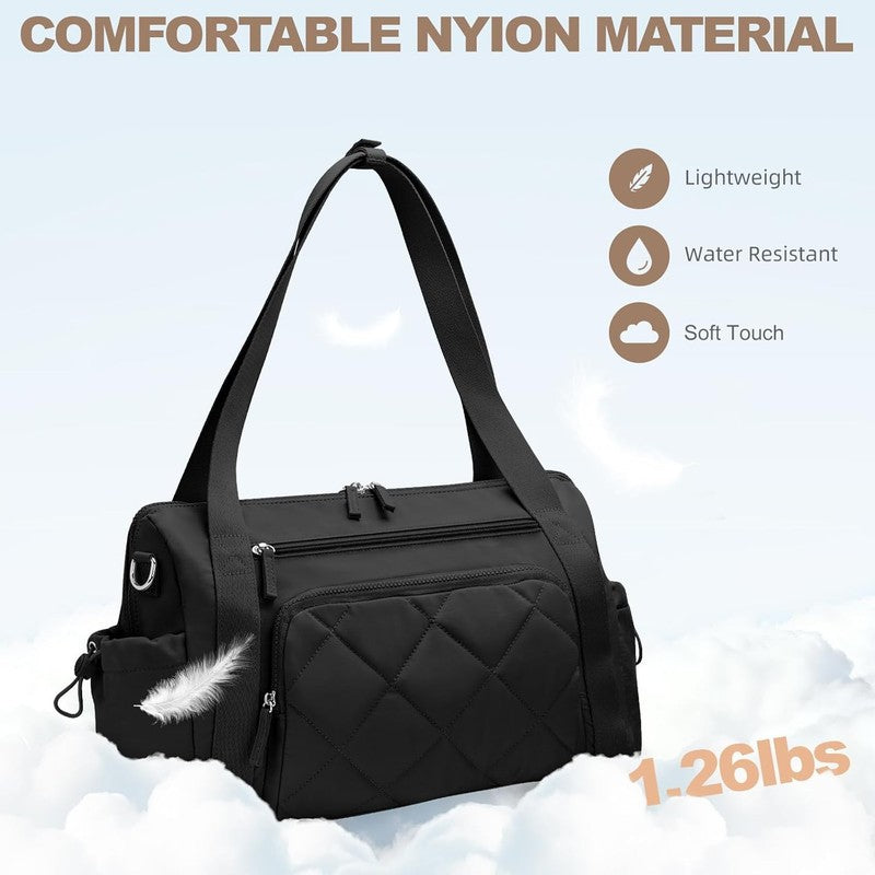 Gym Bag Women Duffle Weekender Travel Tote Wet Pocket Sports Dance Black6