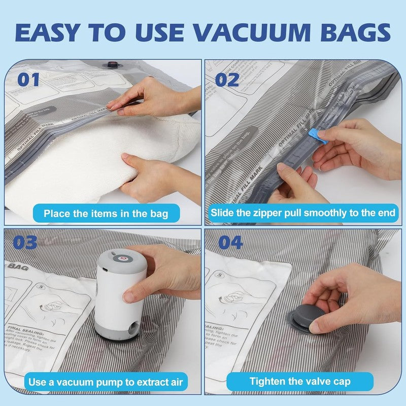 Travel Vacuum Storage Bags with Rechargeable Air Pump, 18 Pack Portable Space Sa7