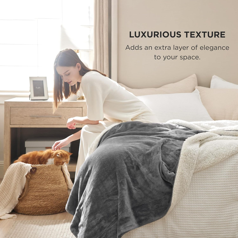 Gentlesoft Sherpa Fleece Blankets Queen Size for Bed - Thick and Warm, Soft Fuzz2