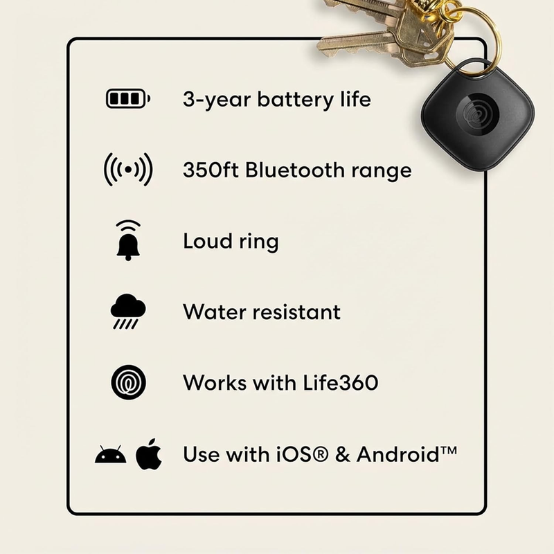 Bluetooth Tracker Tile Item Finder Keys Wallet Bags iOS Android 1 Pack7