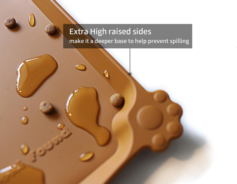 Silicone Pet Feeding Mat Waterproof Dog Cat Bowl Mat Raised Lip Butterscotch1