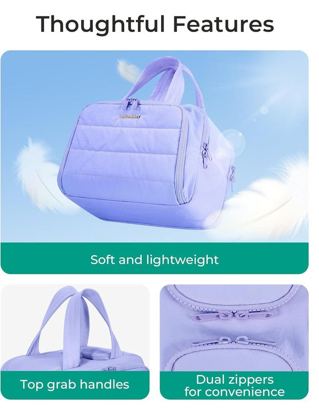 Travel Toiletry Bag Large Wide-Open Puffy Cosmetic Organizer for Women Purple4
