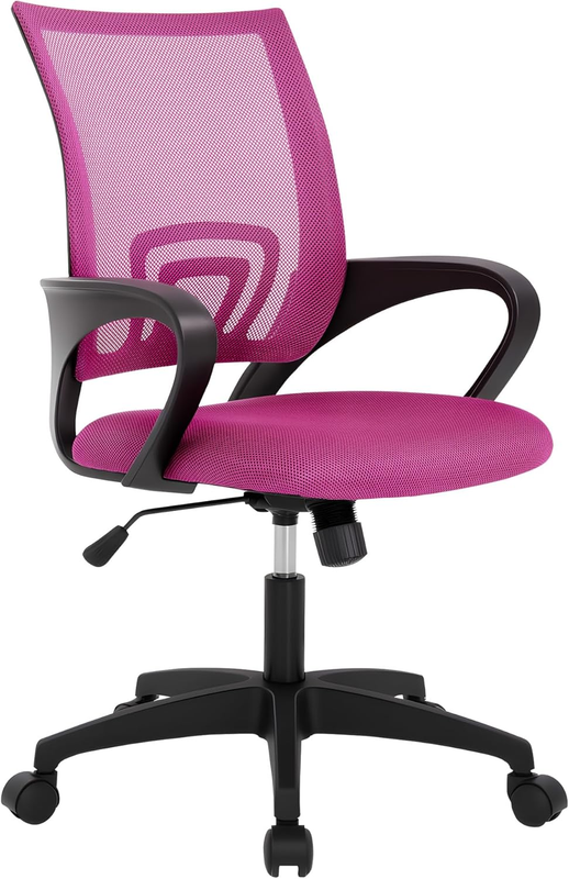Ergonomic Office Chair Mid Back Swivel Desk Chair Lumbar Support Peach Pink9