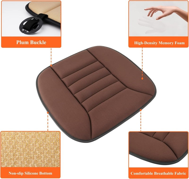 Car Seat Cushion 1.2" Memory Foam for Car & Office Chair – Brown3