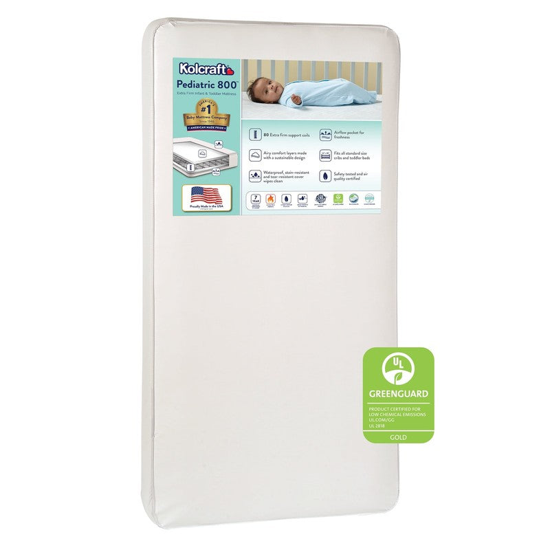 Pediatric 800 Crib Toddler Mattress Extra Firm 80 Coil Ultra Deluxe White0