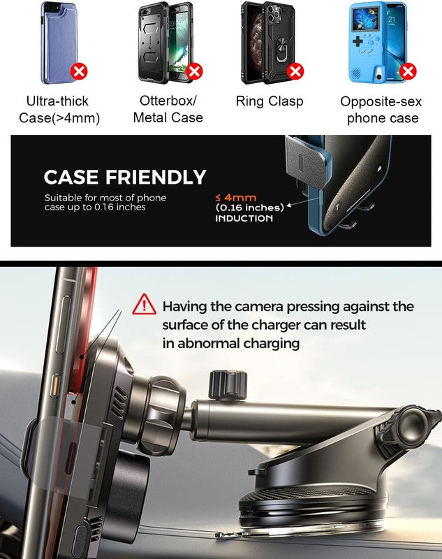 15W Wireless Car Charger Mount, Auto Clamping Fast Charging Phone Holder for Car8
