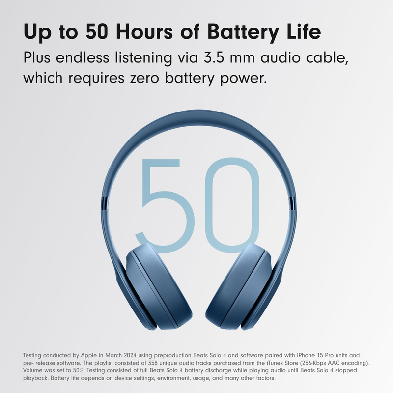 Solo 4 Wireless On-Ear Bluetooth Headphones 50Hr Battery Slate Blue4