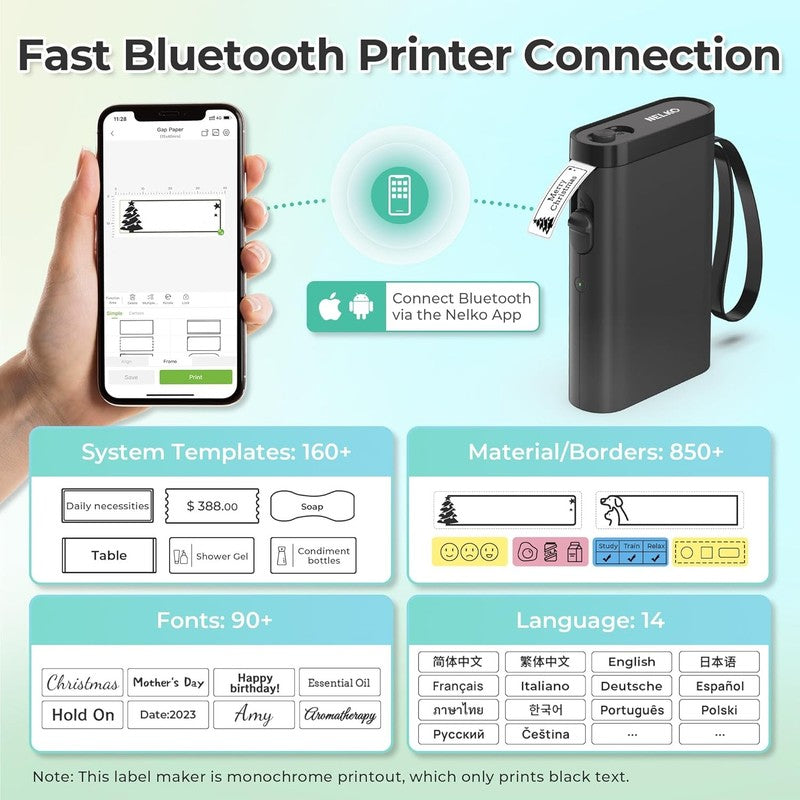 Black Bluetooth Label Maker   Wireless Mini Printer for Home, Office & School1
