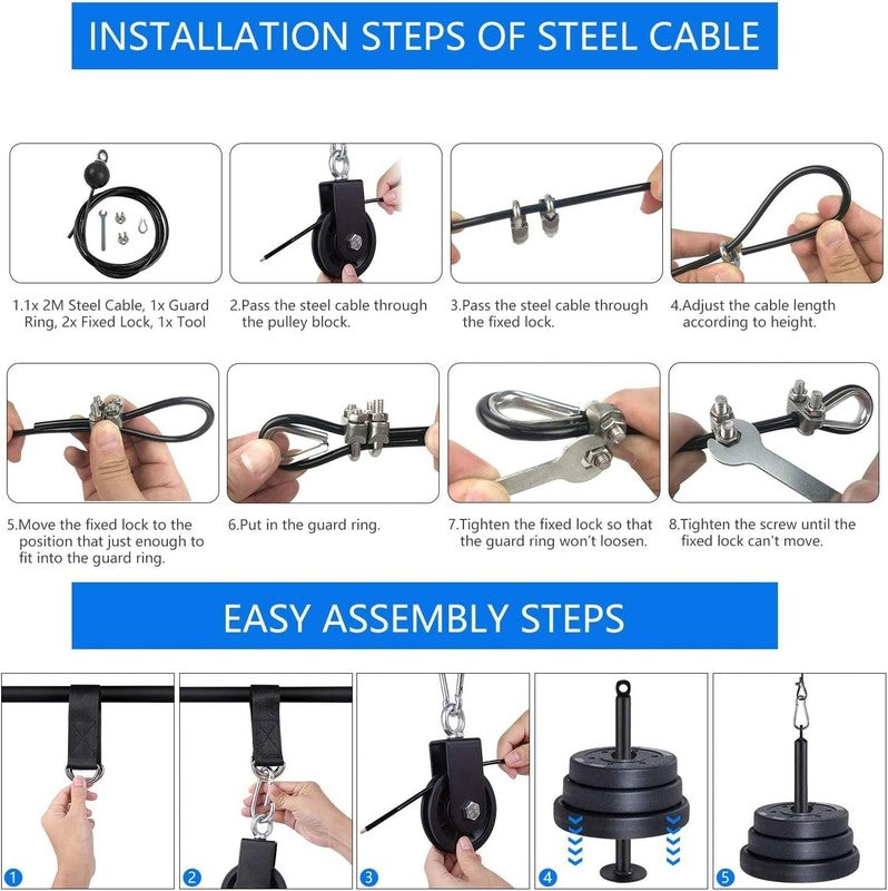 LAT Pull down and Lift Weight Pulley System Cable Machine Pulley Attachment for 3