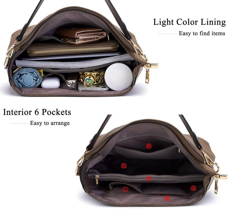 Women Large Crossbody Bag Shoulder Handbag Purse Wallet Set Hobo Tote4