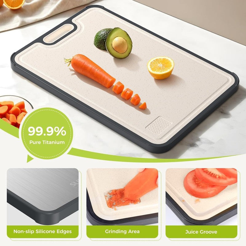 Titanium Cutting Board Double Sided Food Grade, Easy Clean Large 15x10.35