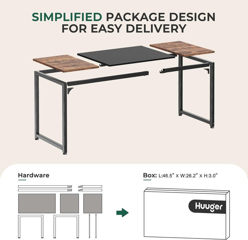 63" Computer Desk Rustic Brown & Black   Office, Gaming, Storage, Metal Frame7