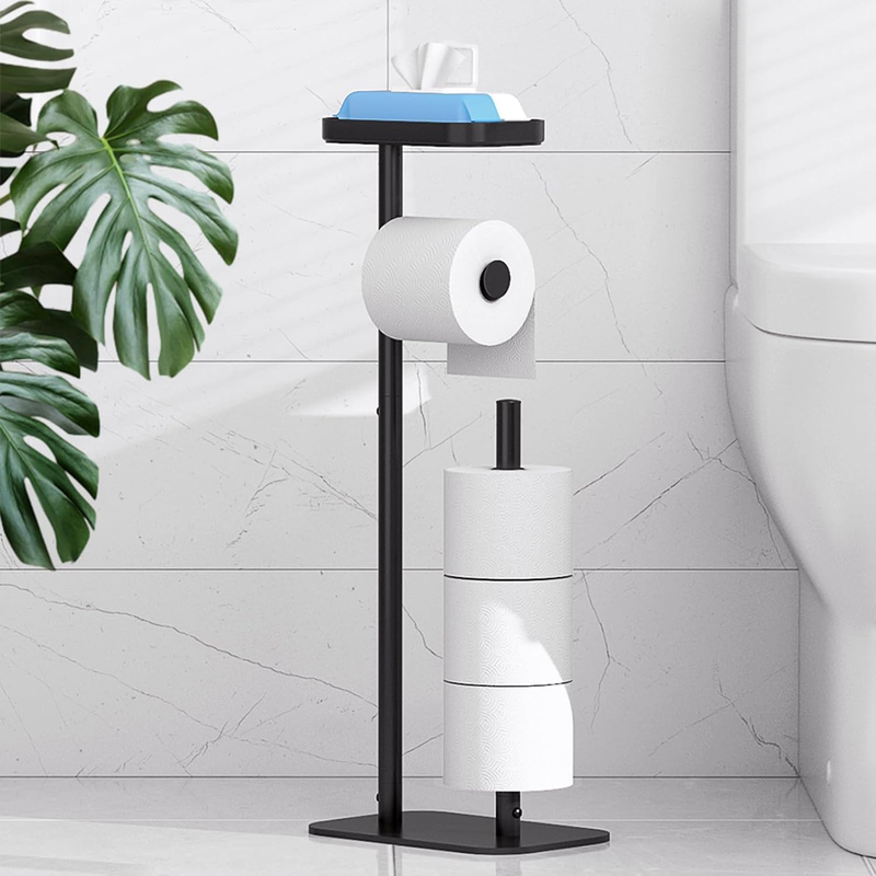 Toilet Paper Holder Free Standing – Rustproof Metal Toilet Paper Stand for 4 Rol9
