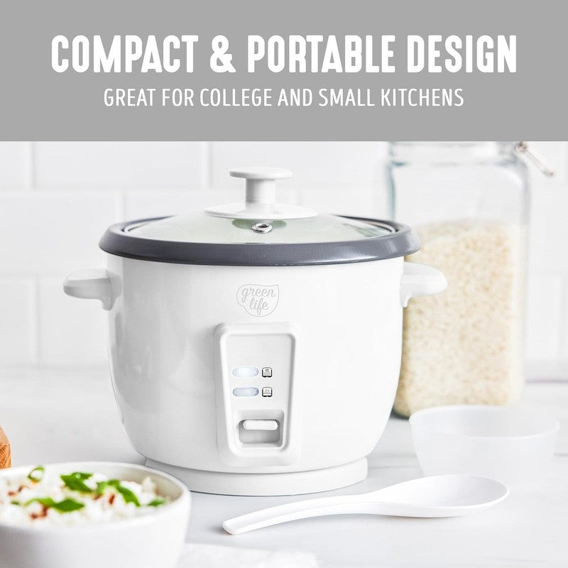 Rice Cooker 3-Cup PFAS-Free Ceramic Removable Pot White Multicooker6