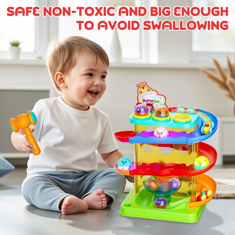 2-in-1 Rolling Ball Car Ramp Toy Toddler STEM Montessori Light Race Track2