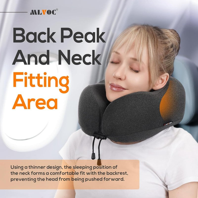 Memory Foam Travel Neck Pillow Kit w/ Eye Mask, Earplugs, Bag – Black3