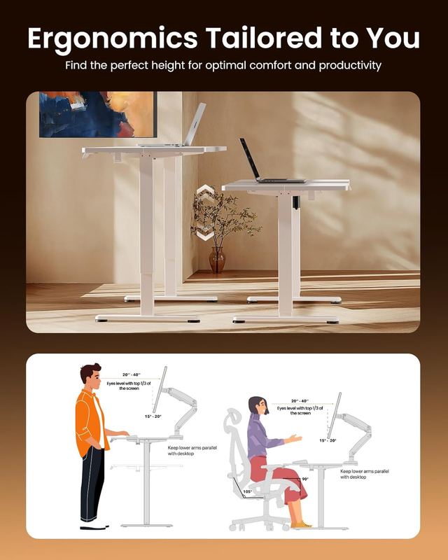 Electric Standing Desk 48x24 Height Adjustable Sit Stand Office Desk White6