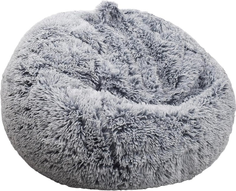 Fluffy Stuffed Animal Storage Bean Bag Cover Faux Fur Gray1