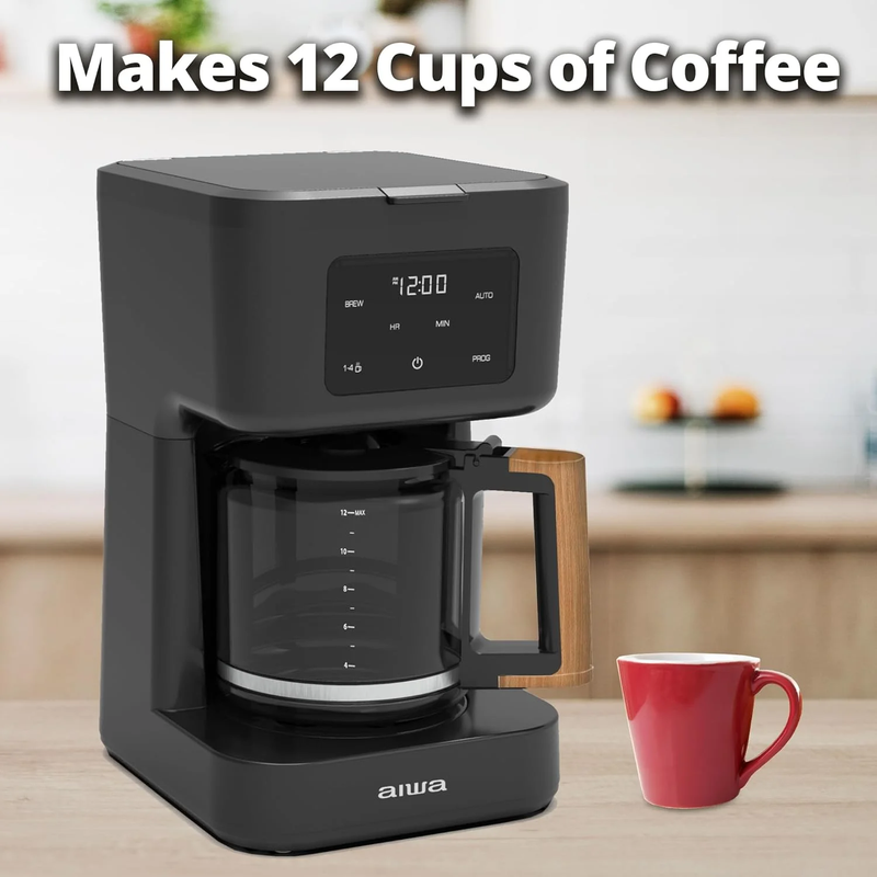12-Cup Programmable Coffee Maker with Reusable Filter LED Indicator Black2
