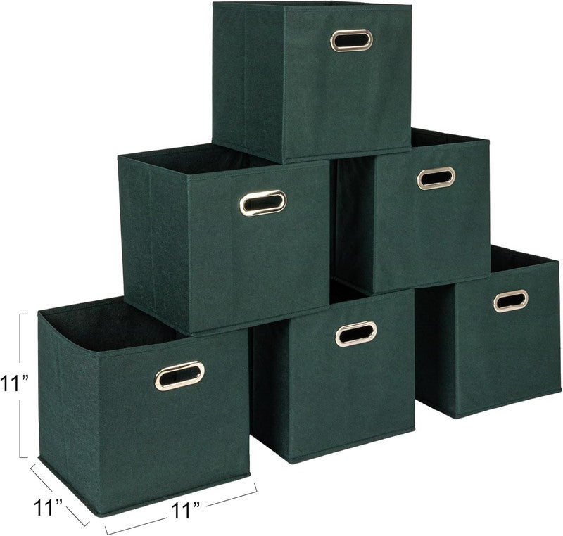 6 Pack Green Fabric Storage Bins with Handles, Foldable Closet Cubes1