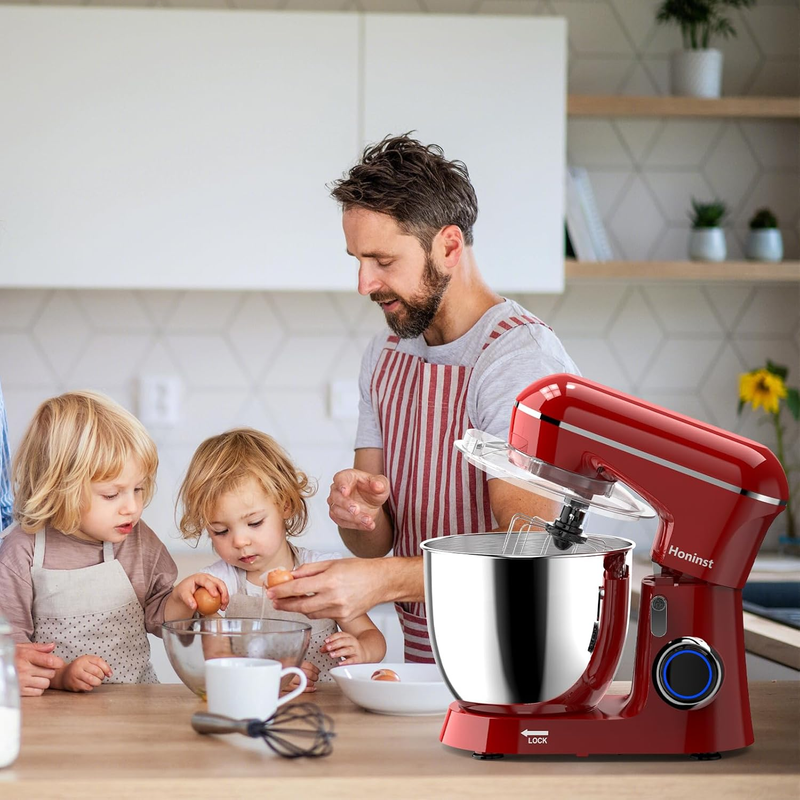 6.5QT Stand Mixer 10 Speed Tilt Head Kitchen Mixer Red Baking Tool6