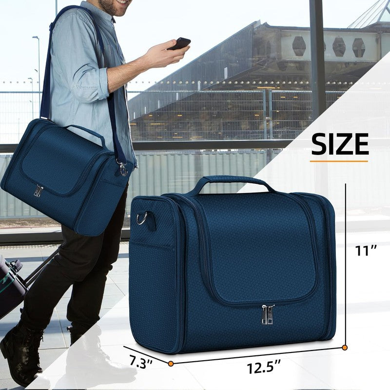 Extra Large Hanging Toiletry Bag Travel Dopp Kit Water-Resistant Blue with Strap7