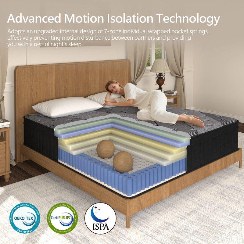 Queen Size Mattresses 12 Inch, Medium Firm Hybrid Mattress, Memory Foam and Indi3