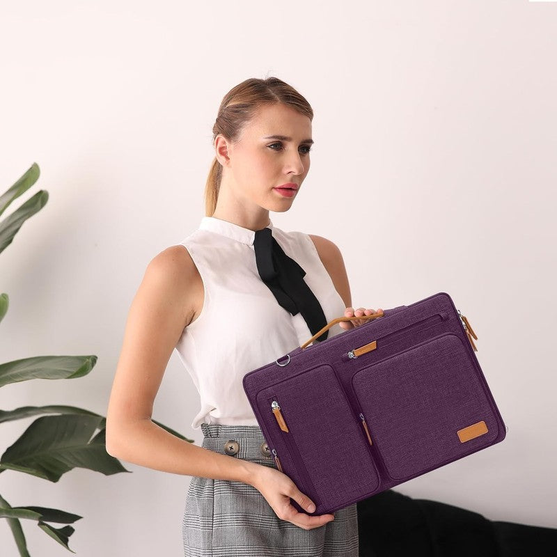 15.6 Inch Laptop Shoulder Bag 360 Protective Messenger 4 Zipper Pockets1