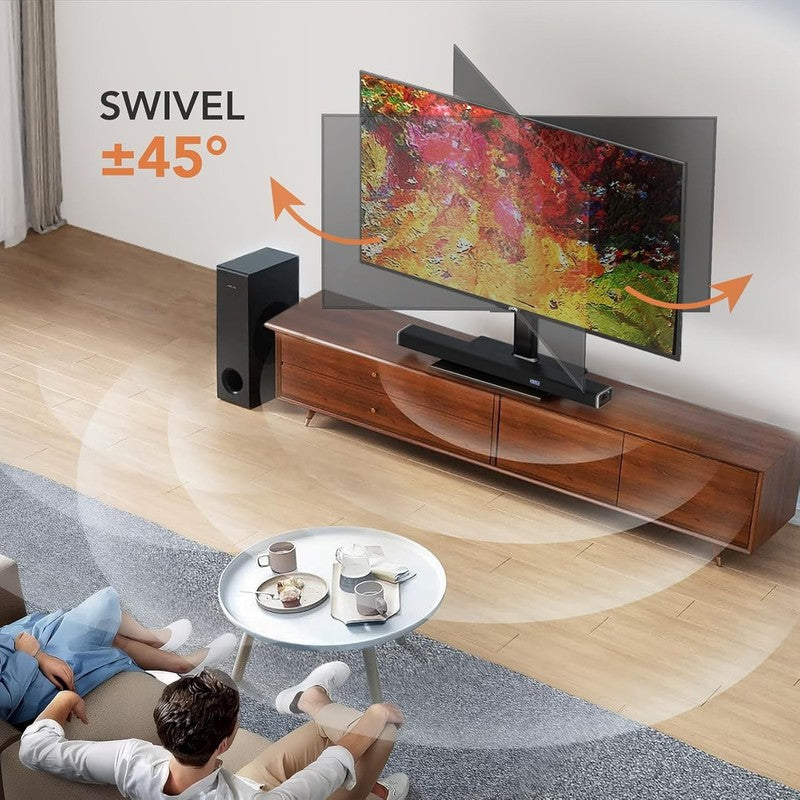 Universal TV Stand for 32–60" TVs, Height Adjustable Mount with Glass Base2
