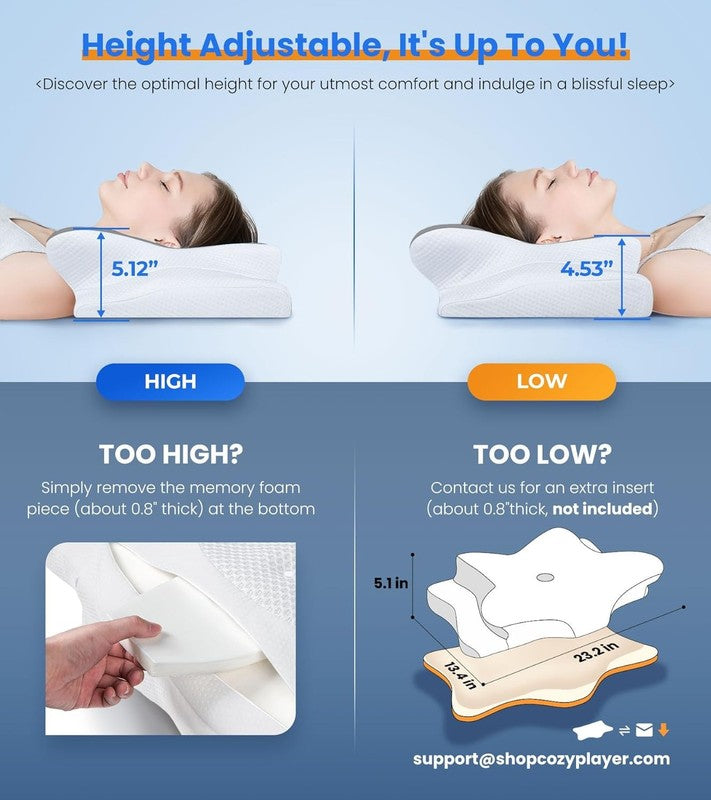 Ultra Pain Relief Cooling Pillow for Neck Support, Adjustable Cervical Pillow Co4