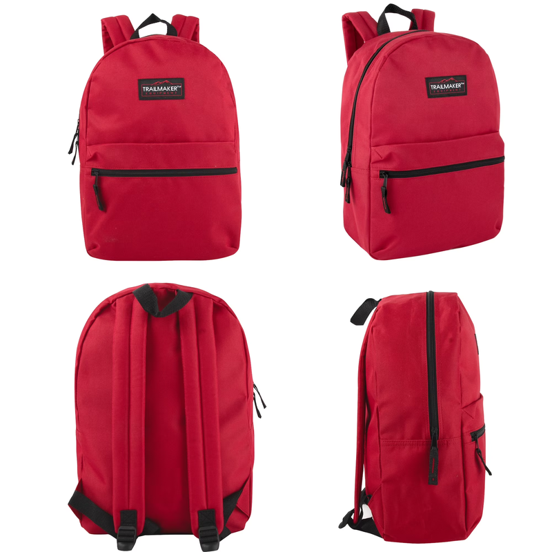 17 Inch Classic Backpack Red School Travel Work Gym Bookbag4