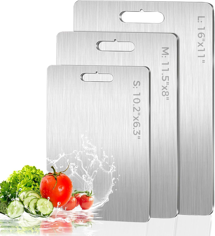 3 Pack Stainless Steel Cutting Boards – Double Sided, Food Grade, Dishwasher 10