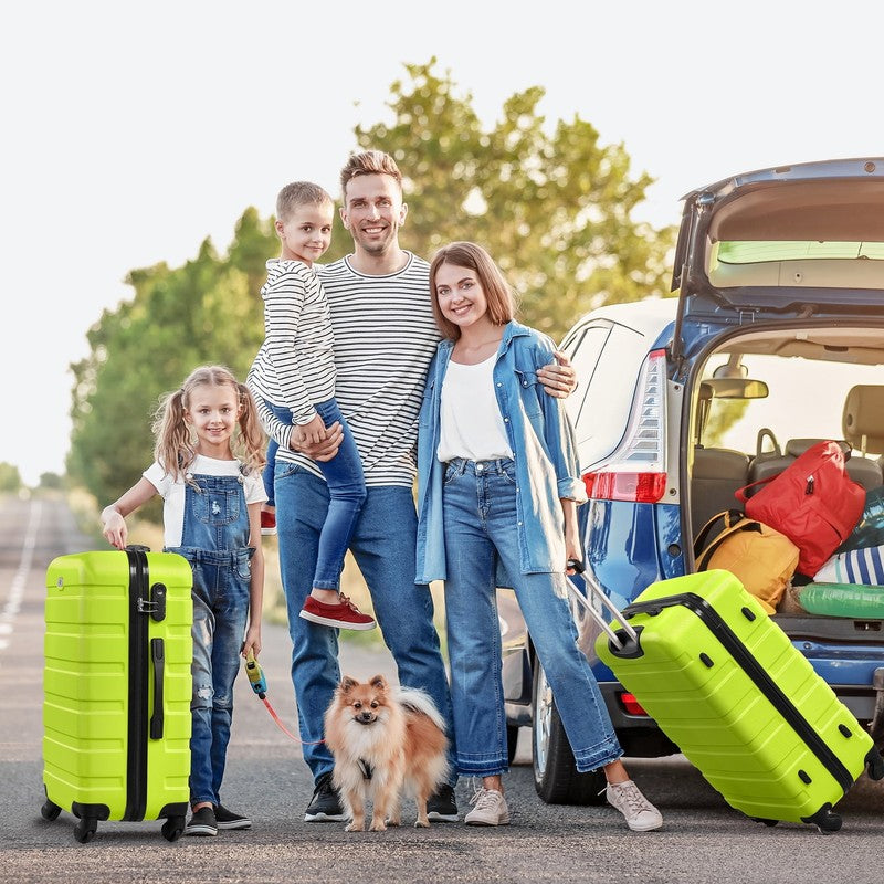 4 Piece Luggage Set Hardside Spinner Suitcase 16 20 24 28 Inch Lime Green6