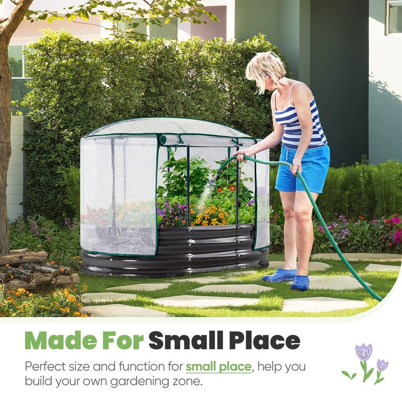 4X3X1 Ft Raised Garden Bed with Cover Galvanized Steel Metal Planter Garden Box 6