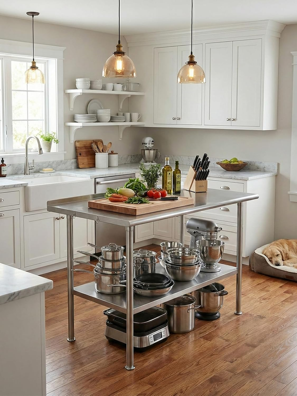 24x48 Stainless Steel Prep Duty Backsplash Adjustable Undershelf Outdoor Kitchen1