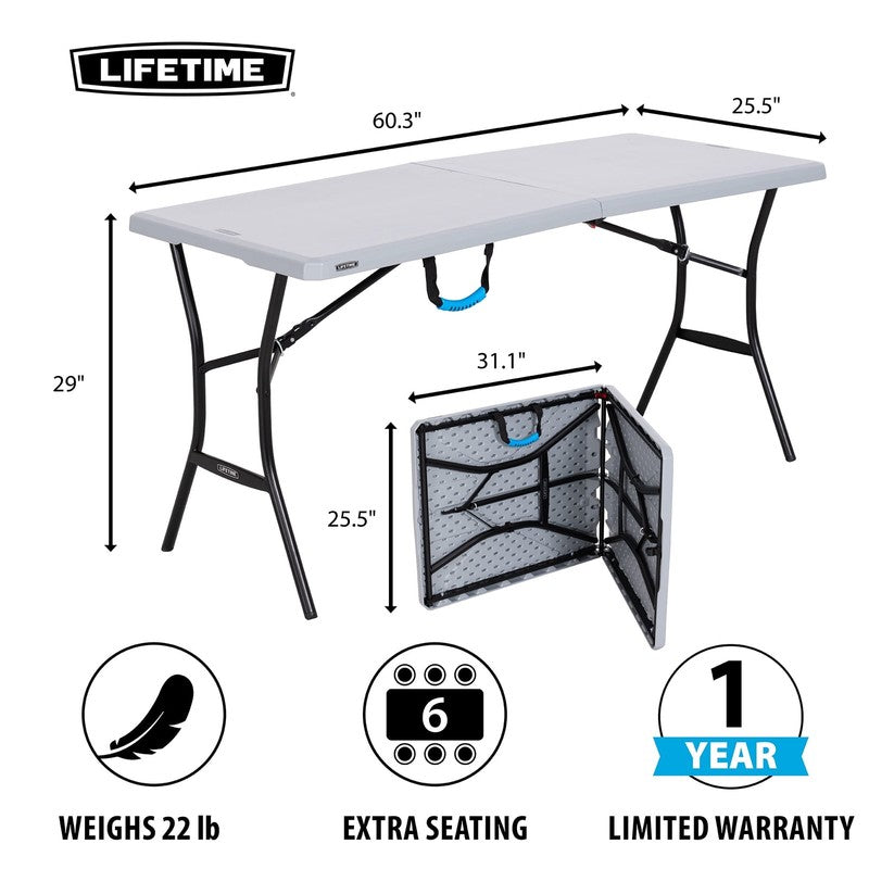 “ 5 Foot Fold In Half Table – Portable Indoor/Outdoor Utility Table for Camping,2