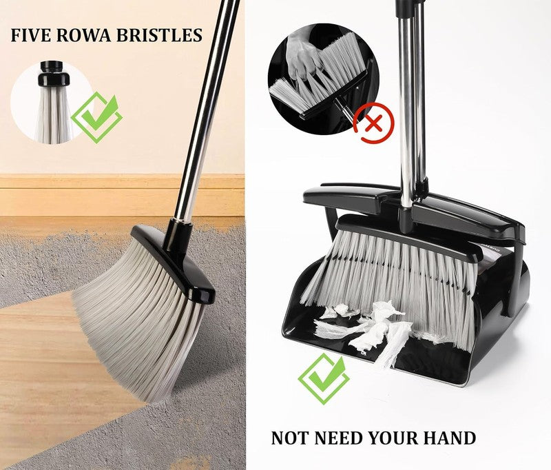 Upright Broom and Dustpan Set with Lid   Essential for Home and Office1