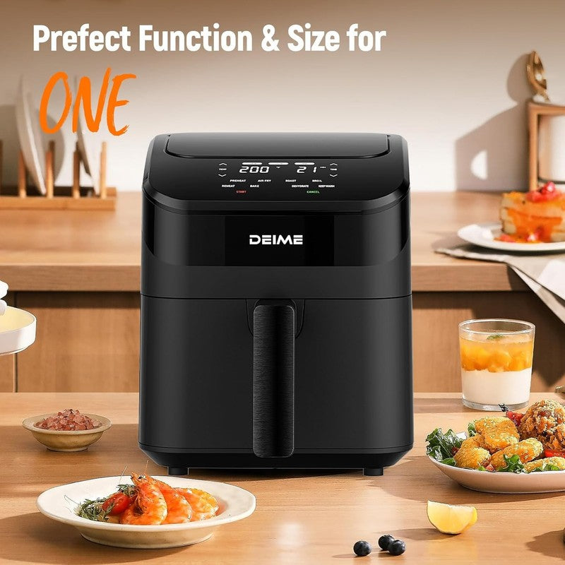 4.5Qt Small Air Fryer Digital Compact Nonstick Dishwasher Safe Toast Rack Black3