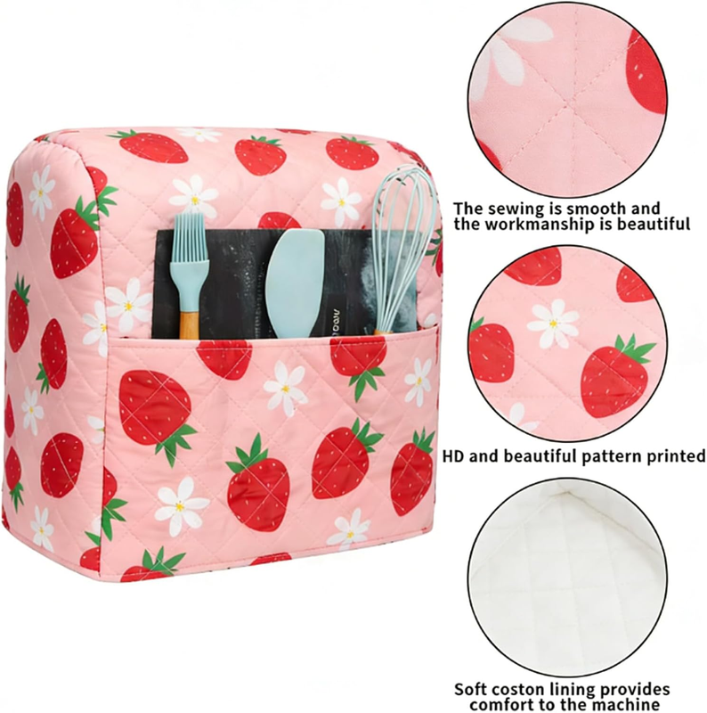 Strawberry Stand Mixer Cover Fits KitchenAid 5 8 Qt w/ Storage Pockets2