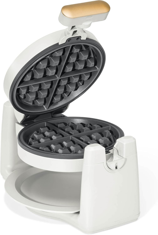 Rotating Belgian Waffle Maker, Black, by Drew Barrymore Flower, Makes 1-Inch Thi9