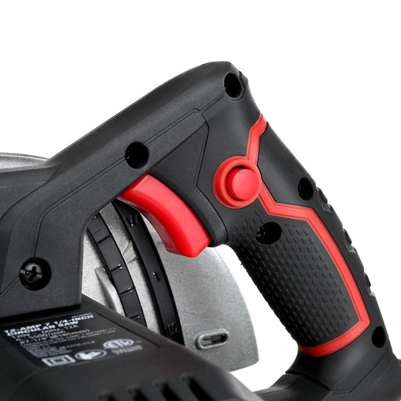 12A 7 1/4 Inch Corded Circular Saw Adjustable Bevel Steel Shoe Black7