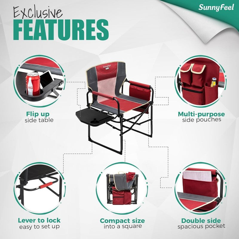 Oversized Camping Directors Chair, Portable Folding Lawn Chairs for Adults Heavy5