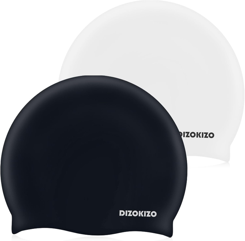 Adult Swim Cap Silicone 2 Pack Waterproof Non Slip Hair Protection11