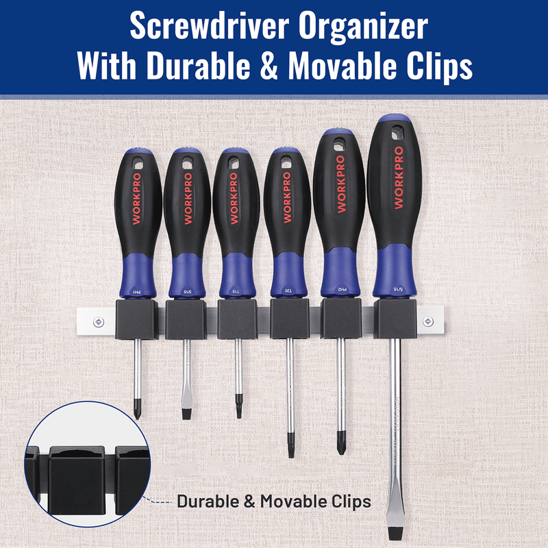 6Pc Magnetic Screwdriver Set CR V Phillips Slotted Torx Non Slip Handle w/ Rack2
