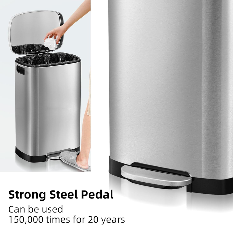 13 Gallon Stainless Steel Trash Can 50L Soft Close Pedal Bin Kitchen3